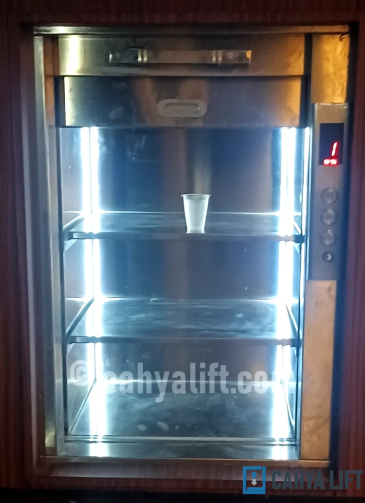 Lift makanan dumbwaiter 2 lantai 50 kg untuk kafe di Bekasi