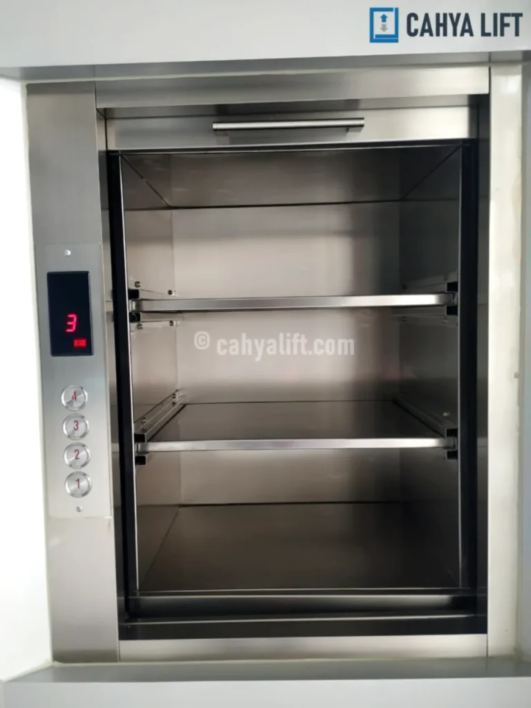 Dumbwaiter 4 lantai stainless untuk operasional dapur di Bekasi