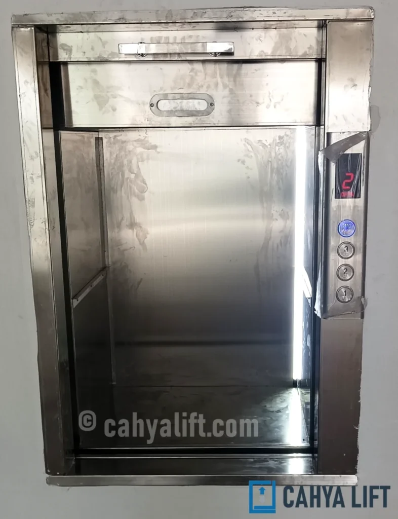 Dumbwaiter lift makanan stainless untuk restoran di Bekasi tahun 2025