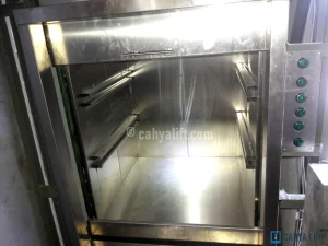 Kabin lift makanan 5 lantai kapasitas 100 kg