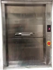 Lift makanan stainless 2 stop untuk restoran dan hotel, kapasitas 100 kg