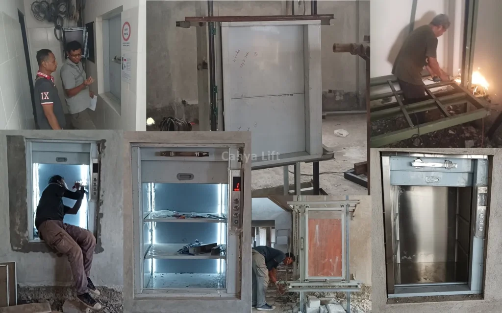 Proses pembuatan lift makanan 100 kg