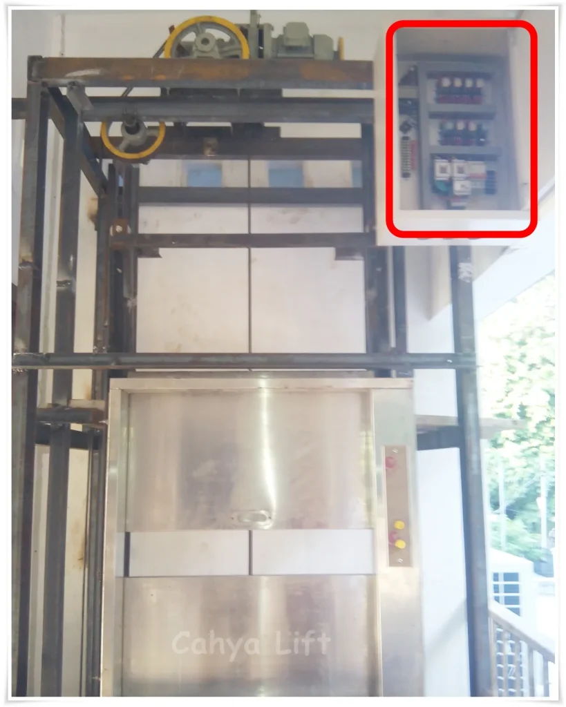 lift makanan dumbwaiter menggunakan control relay cahya lift